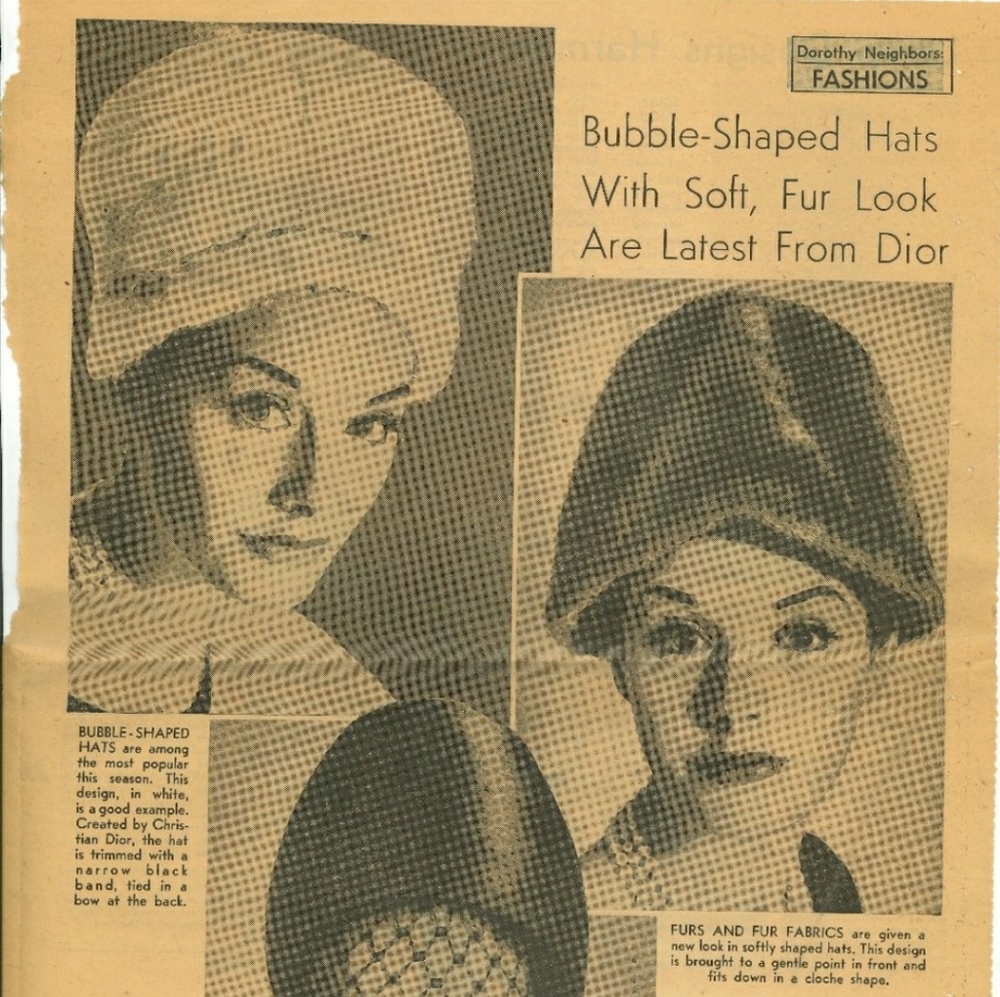 VTG 60s Miss Dior Structured Gumdrop Hat - Picture 2 of 13